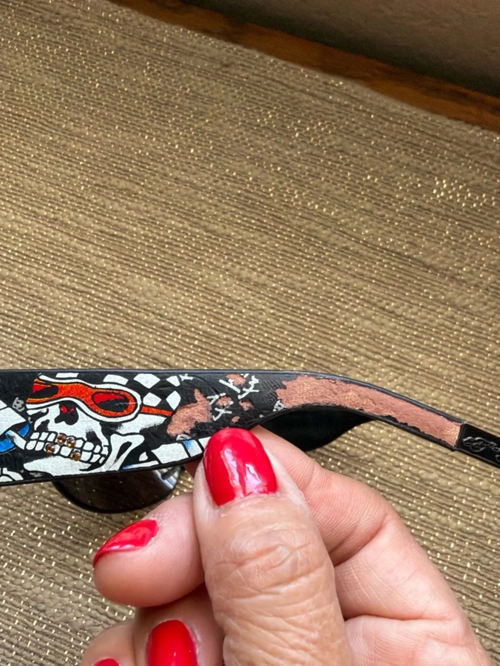Ed Hardy Black Sunglasses with Logo Accent crystal stones.